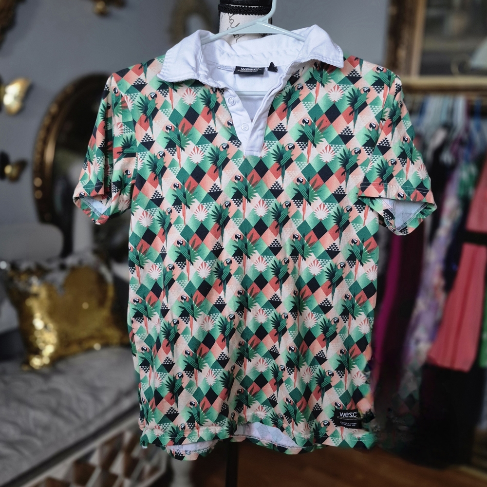 Wesc Unisex Geometric Golf Polo Shirt, Men's Small And Women's Medium